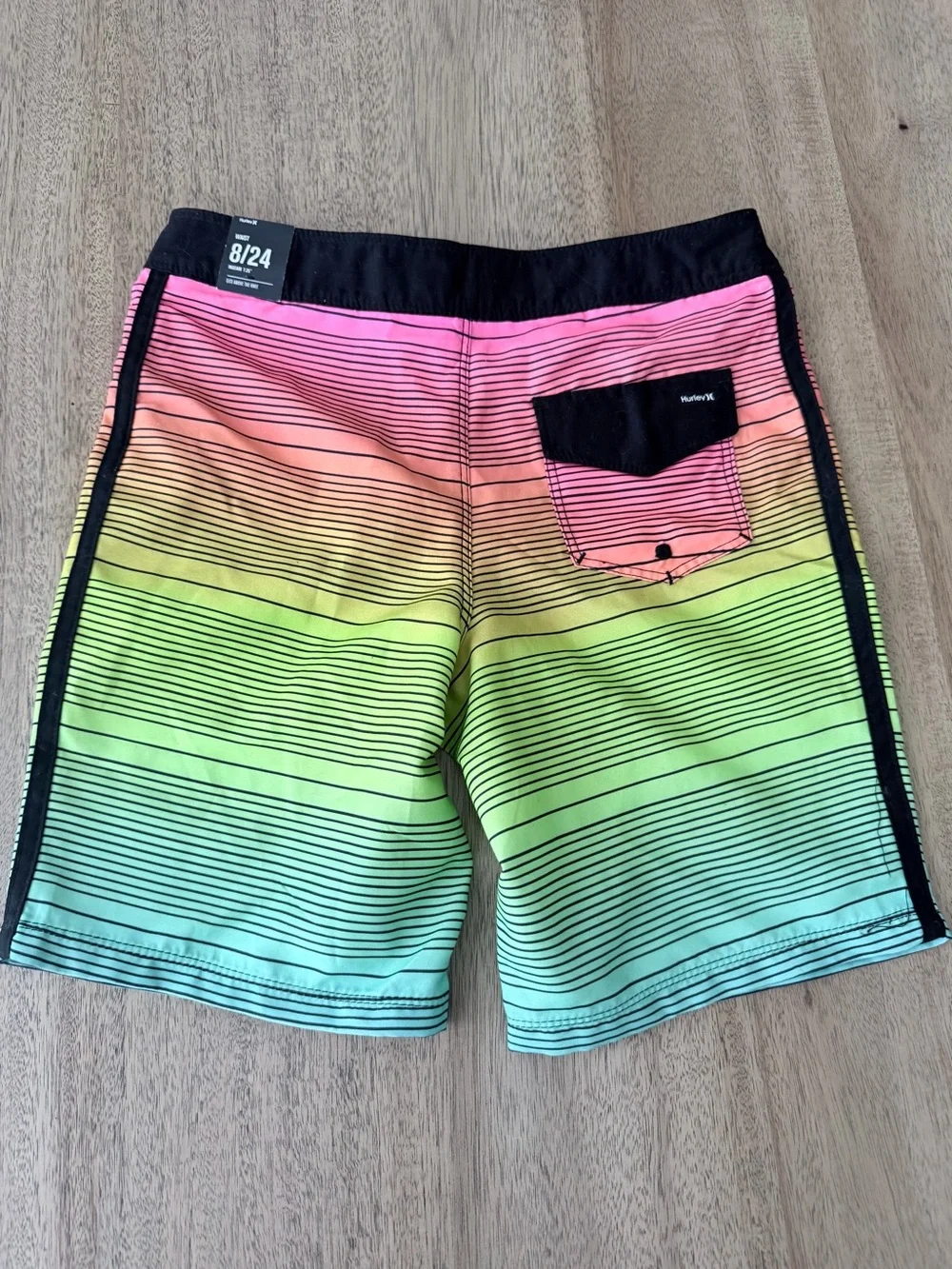 Hurley Rainbow Ombre Stripe Board Shorts - Pink, Orange, Yellow, Green, Blue